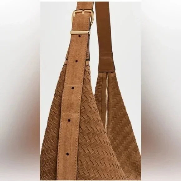 🆕MADEWELL Essentials Curve Suede Woven Shoulder Bag Brown - Picture 5 of 14